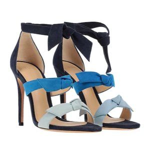 Alexandre Birman Lolita Suede Bow Sandals Ankle Wrap Open Round Toe Line